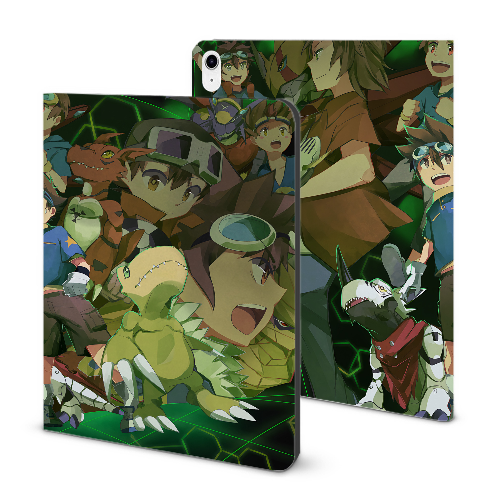 （画像用） Digimon デジタルモンスター/デジモン IPad ケース ブック型 PUレザー TPU 耐衝撃 軽量 薄型 ペン収納なし 全面保護 IPad 各モデル対応